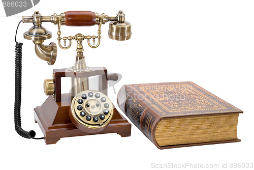 Image of Ancient phone and  book