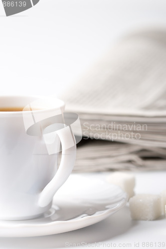 Image of cup of coffee and newspapers