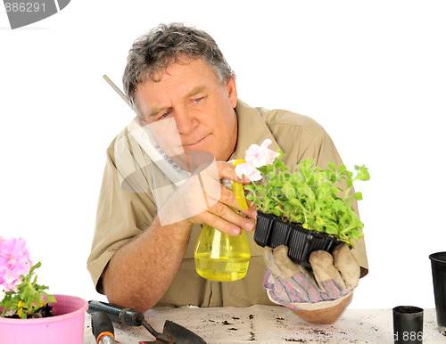 Image of Nurseryman With Telephone