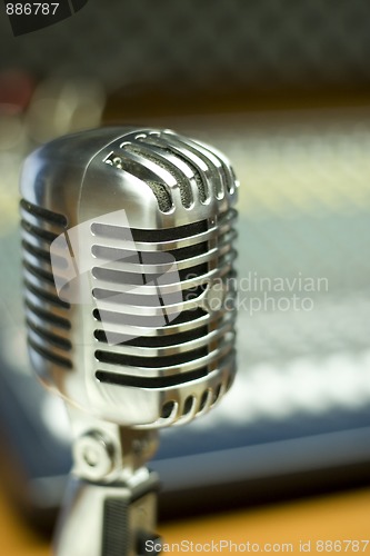 Image of Vintage Microphone in music studio