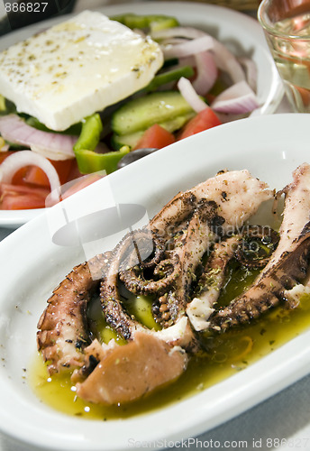 Image of marinated octopus greek salad house wine Greek Islands Ios