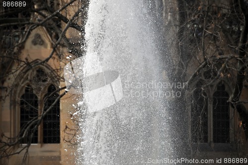 Image of Fountain in front of old gothic church