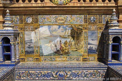 Image of Azulejos in Plaza de Espana, Seville, Spain