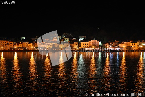 Image of Croatian marina at night