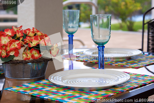 Image of dining table outside