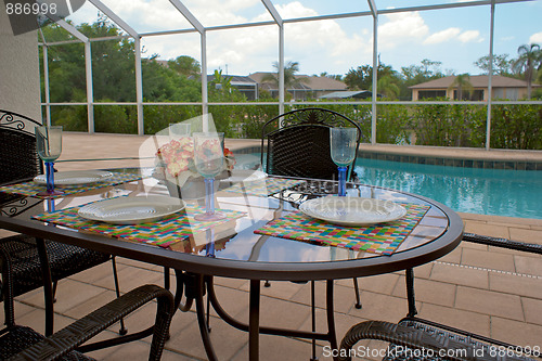 Image of outdoor table setting for four