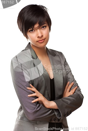 Image of Pretty Multiethnic Young Adult Poses on White