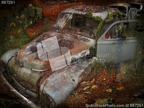 Image of Scrapped cars in nature