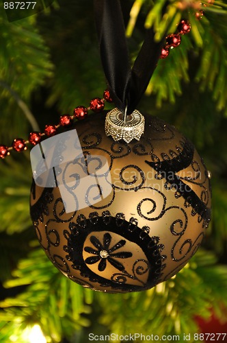 Image of Golden-black Christmas ball decoration