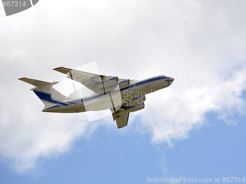 Image of Cargo Airplane taking off into the sky - Closeup