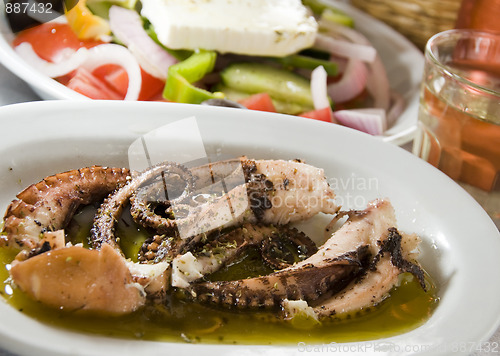 Image of marinated octopus greek salad house wine Greek Islands Ios