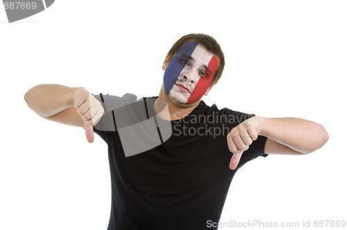 Image of thumbs down with french flag