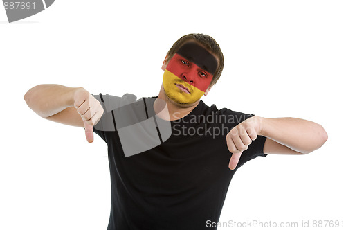 Image of thumbs down with german flag