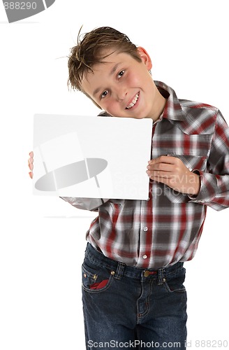 Image of Boy holding your sign advert or message