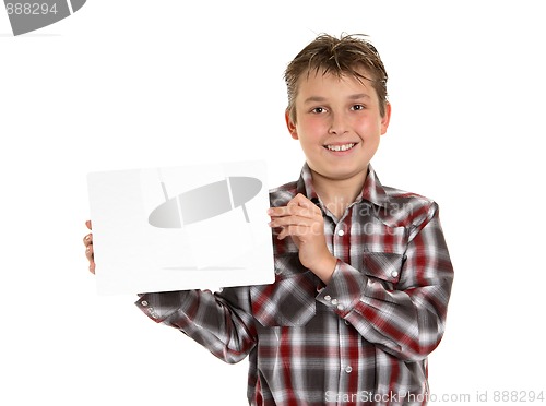 Image of Boy holding your sign award or message