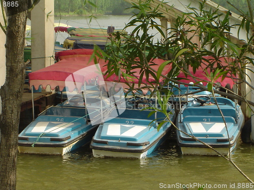 Image of Blue motor boats