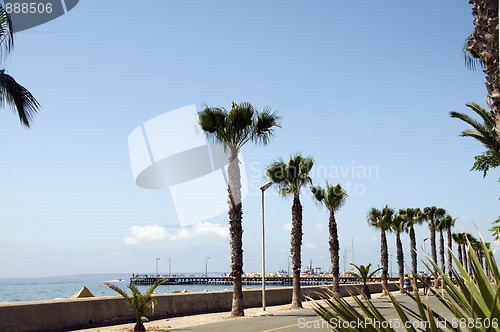 Image of pedestrian seafront promenade Limassol Lemesos Cyprus