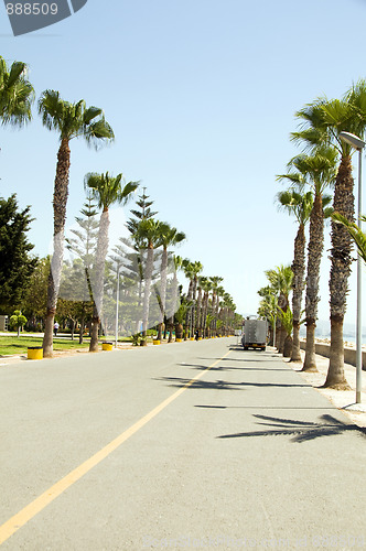 Image of pedestrian seafront promenade Limassol Lemesos Cyprus