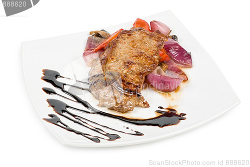 Image of beef steak with vegetable