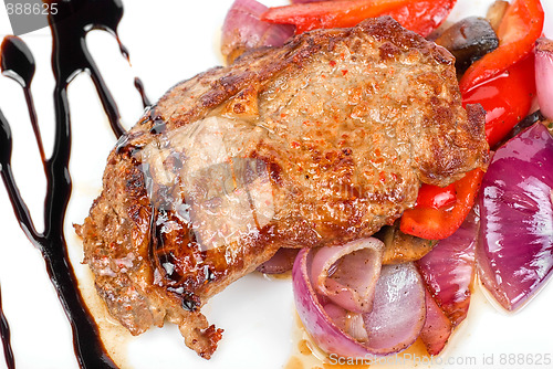 Image of beef steak with vegetable