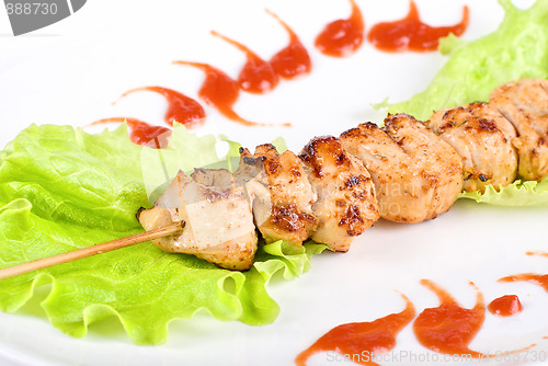 Image of Grilled chicken meat closeup