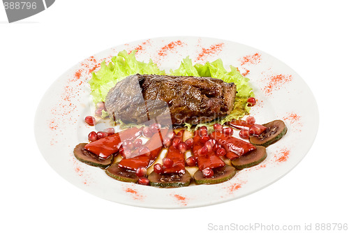 Image of beef steak with pomegranate