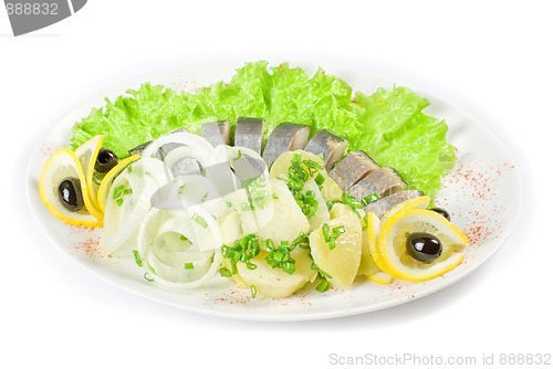 Image of Herring with potato and vegetables