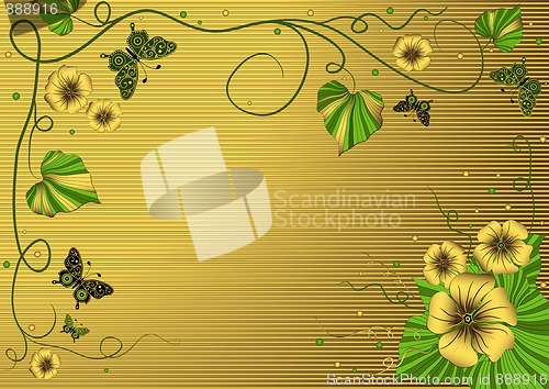 Image of Decorative floral gold frame