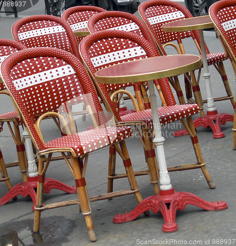 Image of outdoor typical cafe Paris France