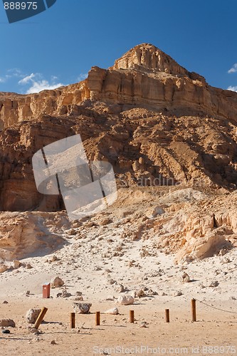 Image of Weathered sandstone mountain in the desert