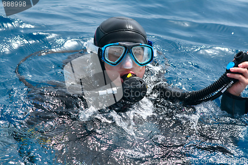 Image of diver ready to dive 