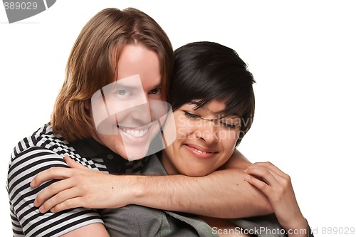 Image of Diverse Caucasian Male and Multiethnic Female Portrait