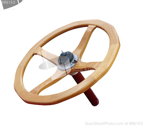 Image of Antique Wooden Steering Wheel 