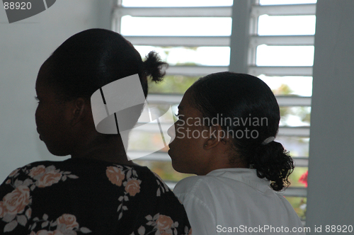 Image of girls in church silhouette