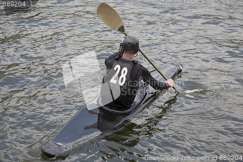 Image of Male kayak polo player