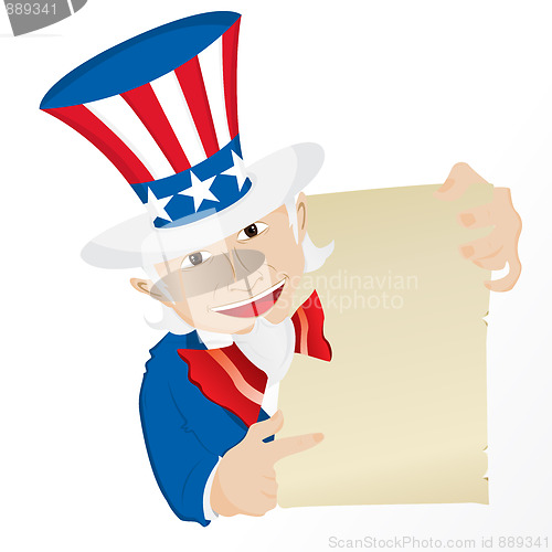 Image of Uncle Sam Holding Sign. 