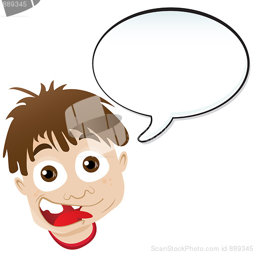 Image of Boy announcement with speech bubble. 