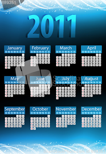 Image of 2011 Glowing Neon Blue Calendar.