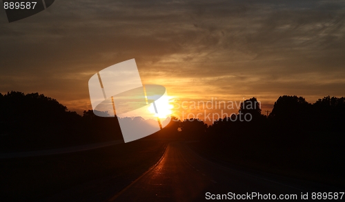 Image of Sunset above the road 