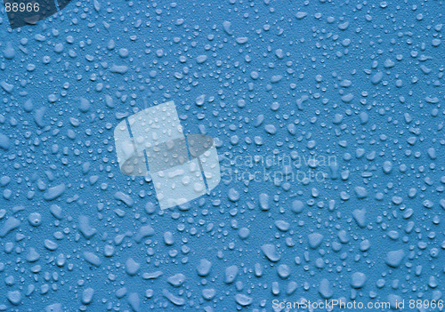 Image of waterdrops on blue backgound
