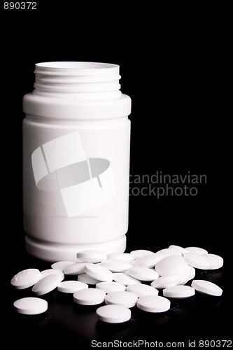 Image of bottle with white pills