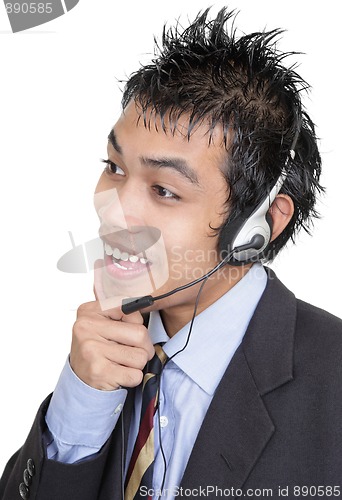Image of Listening Asian telemarketer