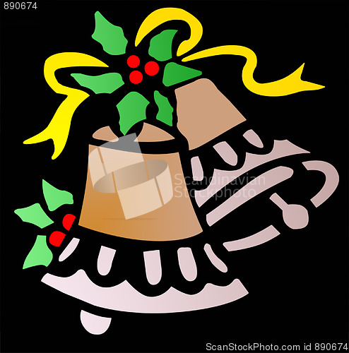 Image of Christmas Bells with Holly and Ribbon