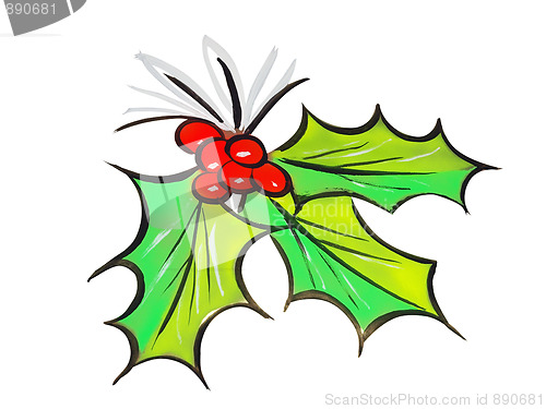 Image of Painted Holly with Berries 