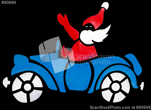 Image of Santa in Blue Car