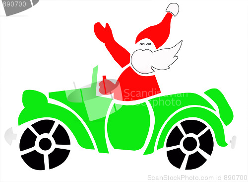 Image of Santa in Blue Car