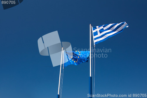Image of EU and Greece flags