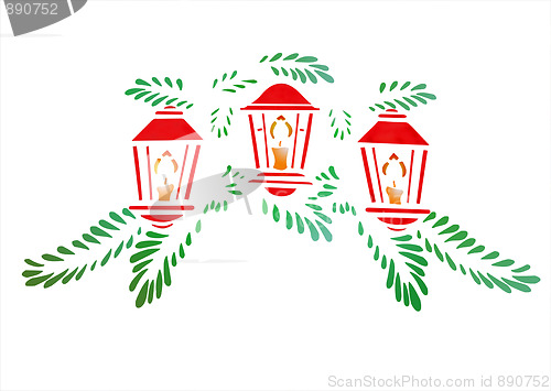 Image of Christmas Lanterns with Leaves 