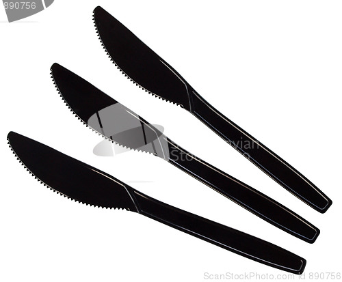 Image of Three Black Plastic Knives