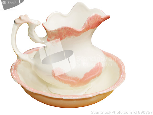 Image of Antique Jug & Basin isolated with clipping path 